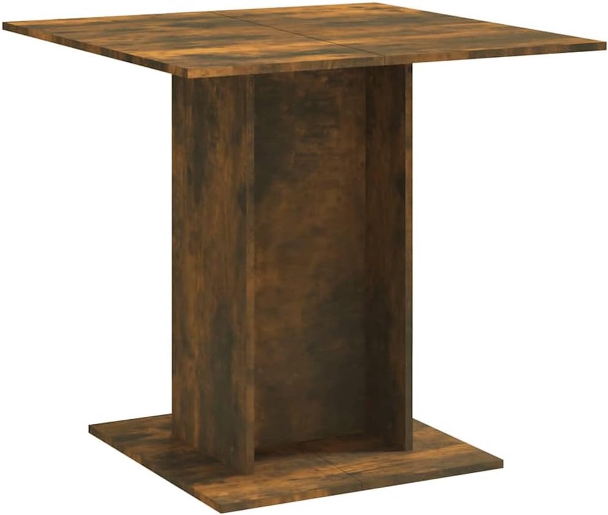 Eettafel, rookeiken, 80 x 80 x 75 cm, van hout, stabiele vierkante sokkel, onderhoudsvriendelijk tafelblad voor gerechten en dranken, eenvoudige montage met handleiding (mogelijk niet