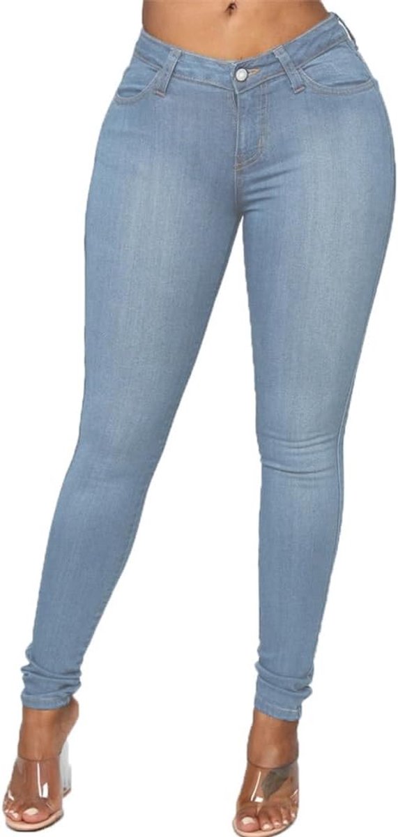 Jeans voor dames, middelhoge taille, nauwsluitend, stretch, denim, skinny fit, stretch