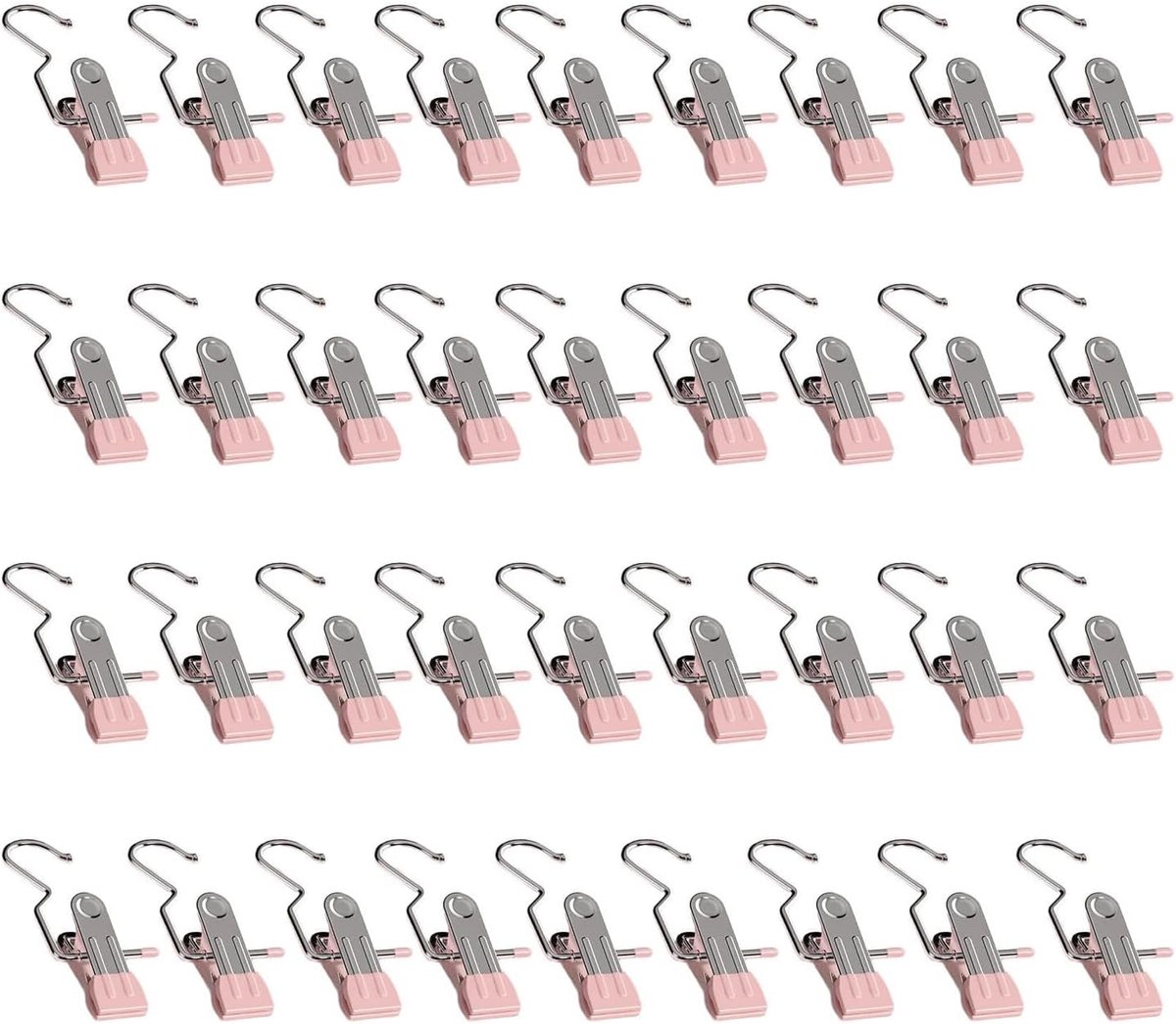 Kledingrek voor thuis en op reis. Ruimtebesparende hoed, kleding- en broekhanger organizer voor reizen, draagbare 360 ° draaibare roestvrijstalen haak (36, roze)