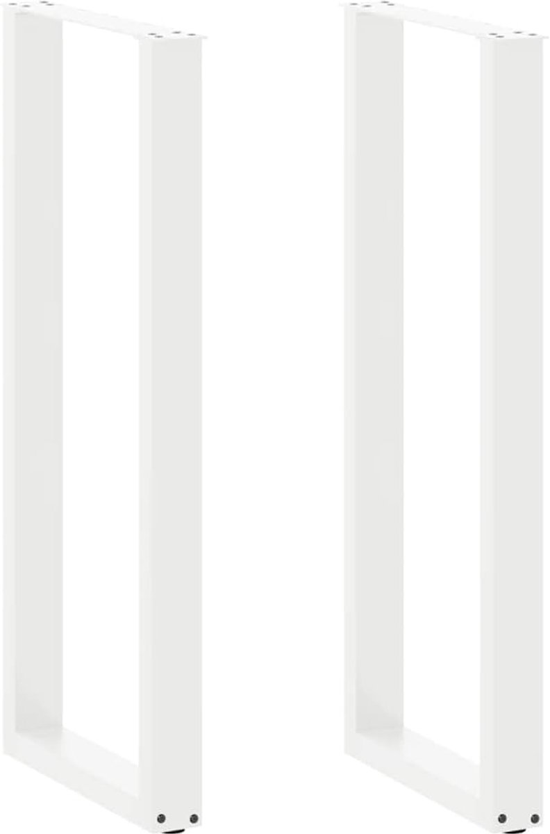 Poten U-vorm 2 STK. Wit 40x110 cm staal, vierkante tafelpoten met verstelbare nivelleringspoten, gepoedercoat, robuuste constructie voor zware tafelbladen