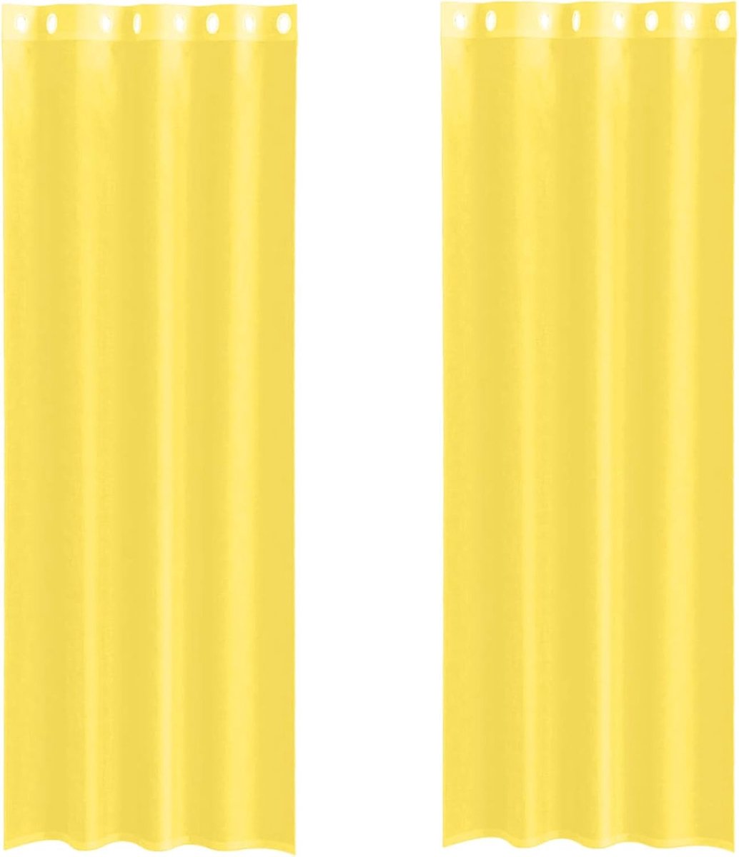 Gordijnen met oogjes 2 stuks geel 100% polyester 140x300cm semi-doorlatend lichtdoorlatend voor woonkamer slaapkamer keuken