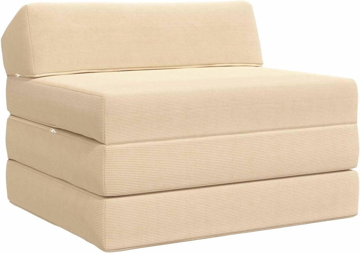 Bed crème 200 x 70 x 10 cm corduroy stof