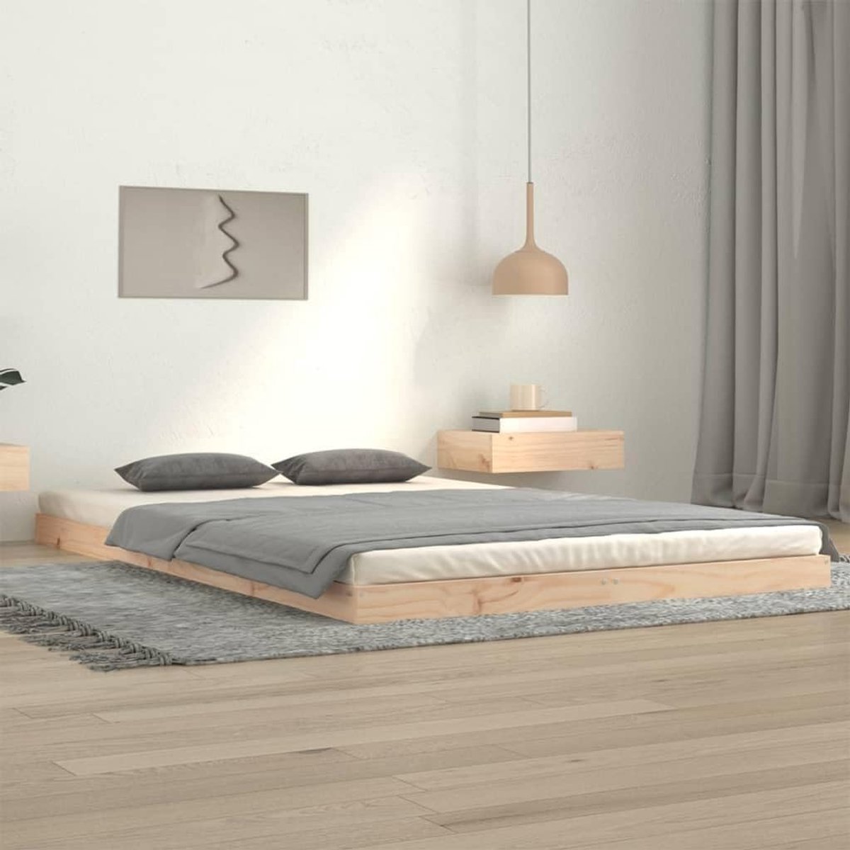 Grenenhout stabiel bedframe naturel 120x200 cm