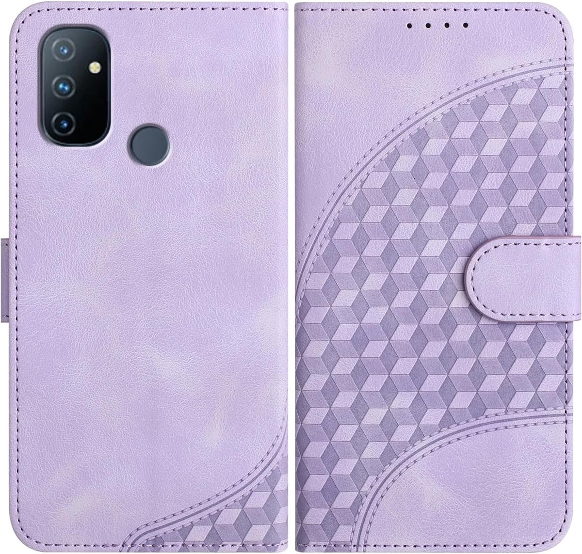 Hoes voor OnePlus Nord N100 4G, leren hoes flipcase met standfunctie kaartenvak portefeuille klaphoes magnetische folio compatibel met OnePlus Nord N100 4G - Paars