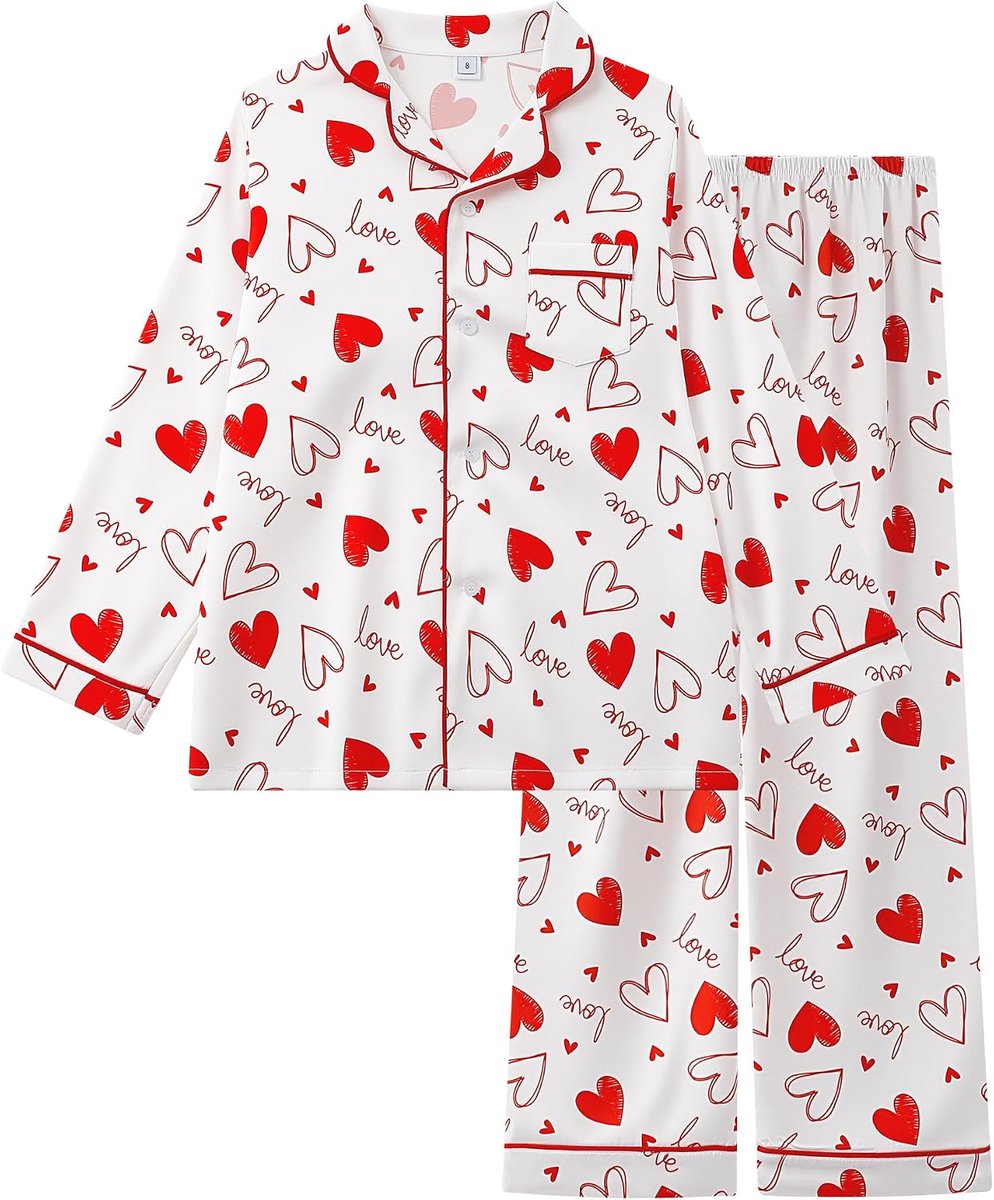 Pyjama voor meisjes, imitatie zijde, lange mouwen, nachtkleding, satijn, tweedelige pyjamaset