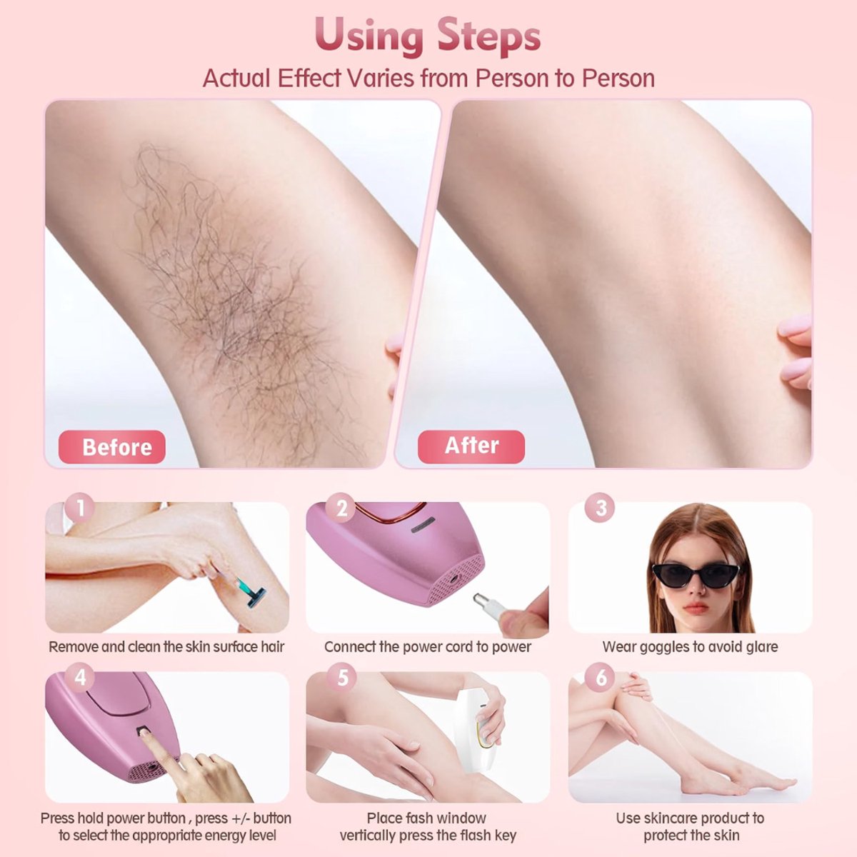 Verte - IPL Hair Removal Device - Laser - Permanente Ontharing Met 5 Energieniveaus - 2 Standen - IPL-Apparaat Voor Vrouwen - Voor Oksels - Benen En Lichaam thumbnail 2