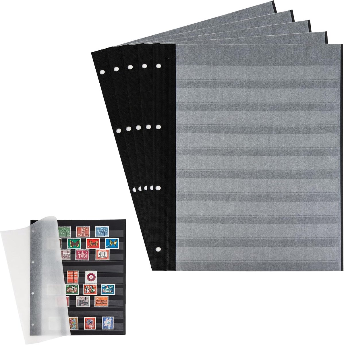 5 Prophila Lighthouse Double Sided Stockbook Pages 9 clear strips black cardboard