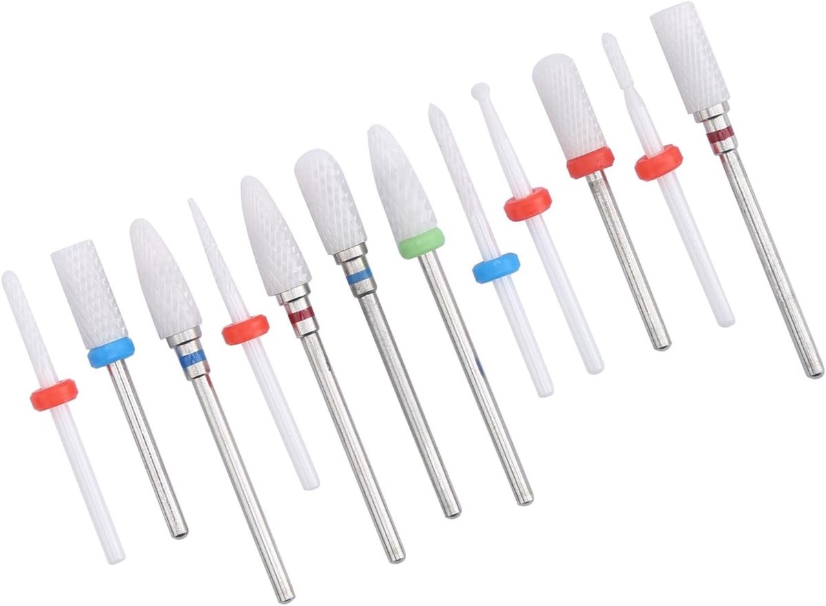 12-delige set keramische nagelboorbits voor elektrische nagelknipper - Perfect voor acrylnagels, nagelverzorging en gelverwijdering