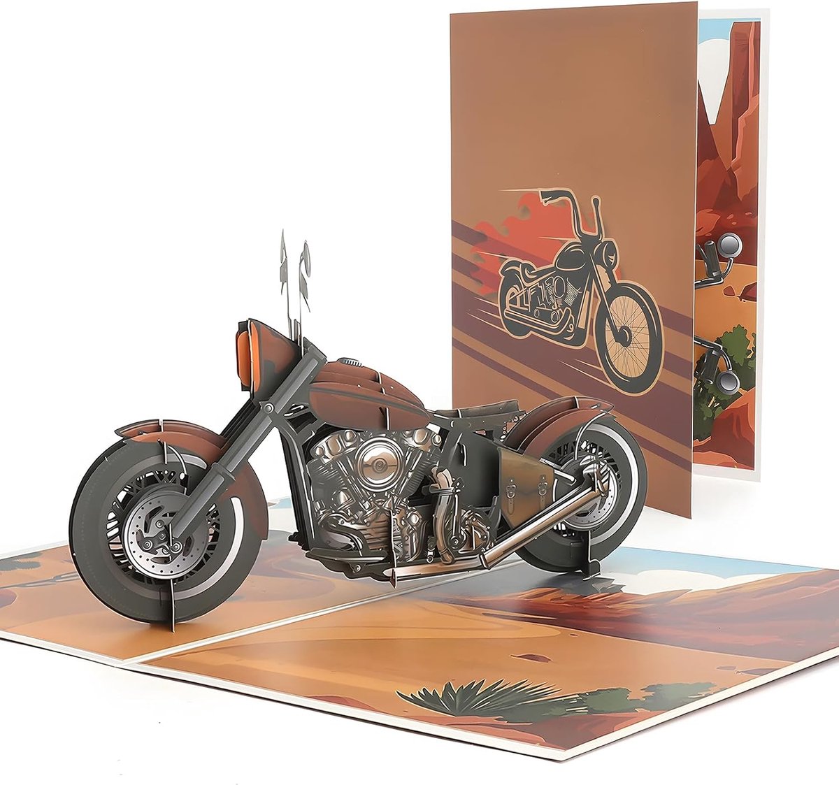 Verjaardagskaart voor motorman, 3D pop-up kaart motorfiets – 3D cruiser design met laserpapier, hoogwaardige verjaardagskaart voor mannen, als cadeau voor vader, papa, biker