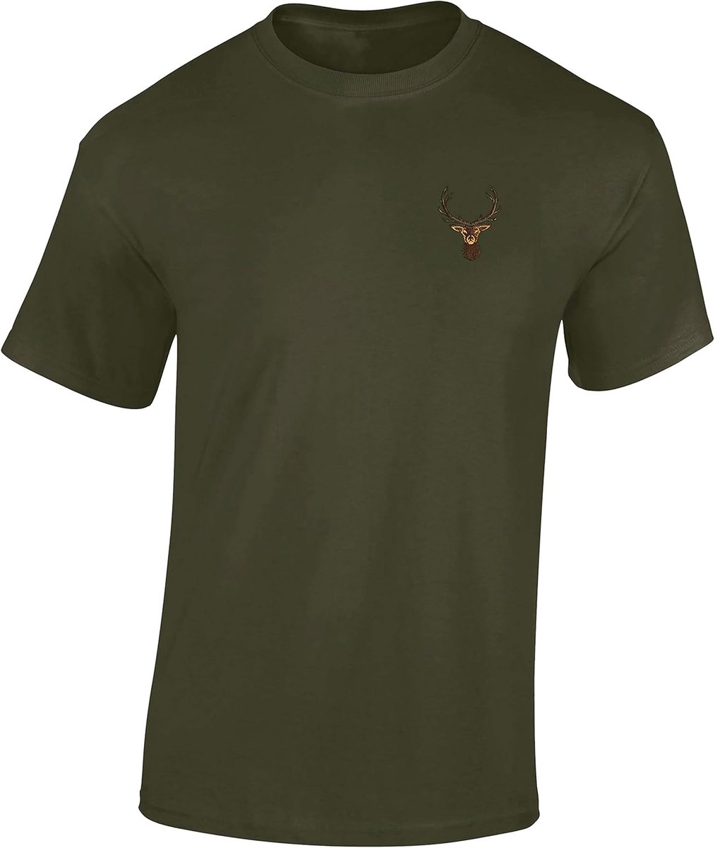 T-shirt voor heren, geborduurd hert, cadeau voor jagers, jacht-T-shirt heren, jagerskleding, jachtaccessoires