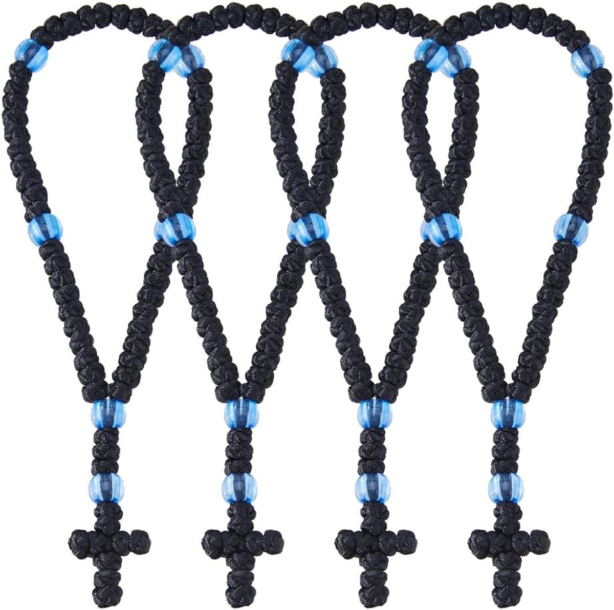 Dailygoods- Touw 50 Knoop - Orthodox Grieks Touw - Kruishanger - Spirituele Bescherming - Religieus Cadeau - Binnendiameter 7,5 cm - Armband