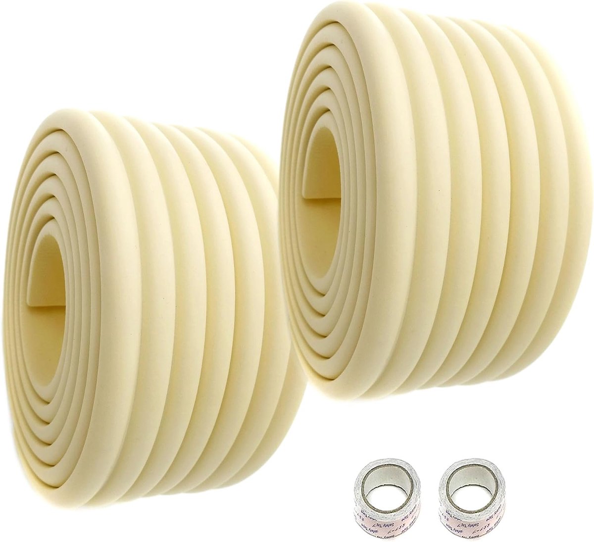 Universele veiligheidsbuffer 4 m x 80 mm, zachte stootbescherming voor baby's en kinderen, sponskussen, kindveilig, soft-bescherming, anti-botsingsbumper, 2 x 2 m, crème