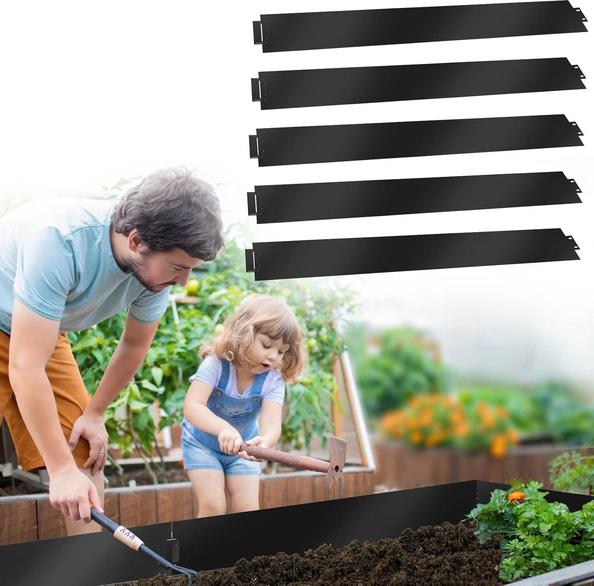 Bloembed, 30 m x 15 cm, perkomranding, gazonplaten, maaikant, metaal, palissade, bloembed, gazon, tuinbed, zwart (lengte 30 m - hoogte 15 cm)
