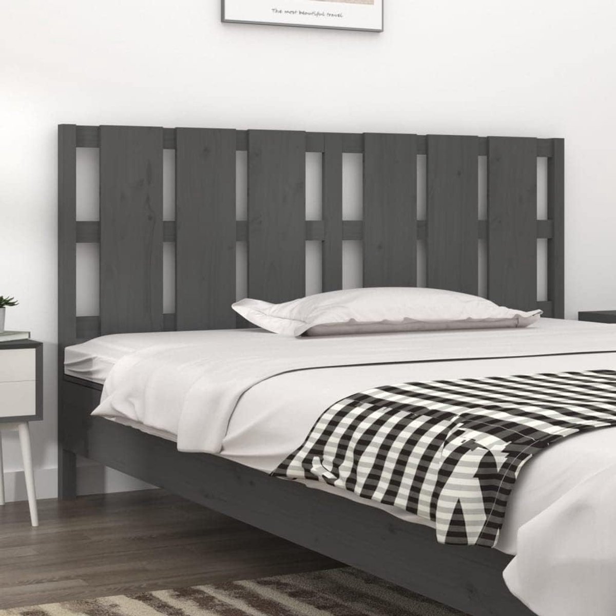 Grijs, 165,5 x 4 x 100 cm, massief grenen, hoofdeinde voor slaapkamer, hotel, hoofdeinde, werkkamer, voor slaapkamer, tweede slaapkamer, hotel