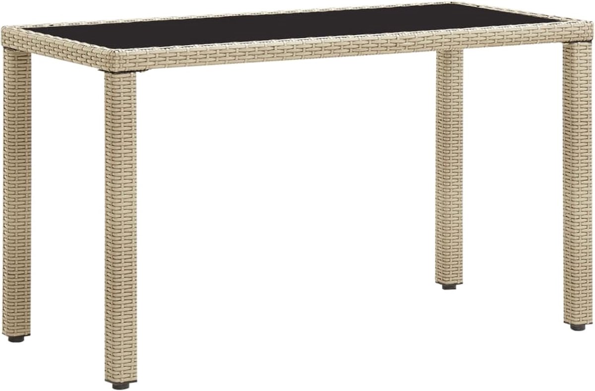 Tuintafel, beige, 123 x 60 x 74 cm, polyrotan, outdoor eettafel, terrastafel, balkontafel, bijzettafel voor tuin en balkon46449