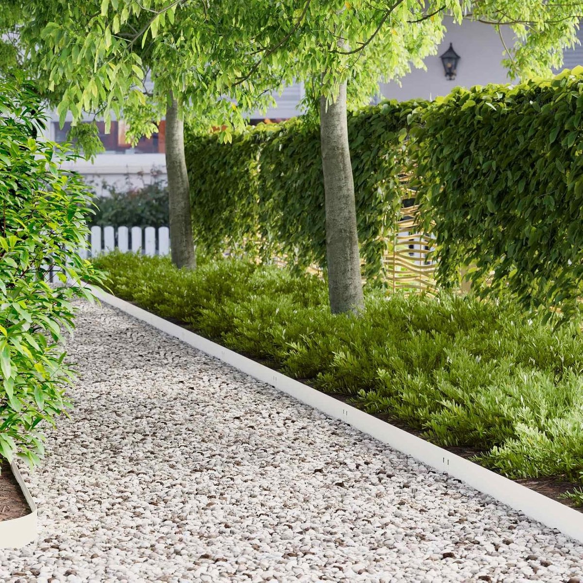 10 stuks, 100 x 12 cm, van staal, wit, metalen tuinbegrenzing voor bedden en paden, robuuste bloembedomranding, weerbestendig