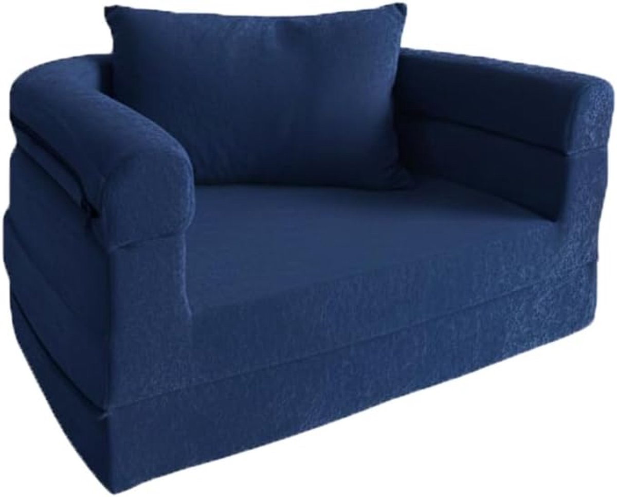 Space Voorgemonteerde kinderen schuimsofa met deken & kussen, kleinkind 3-in-1 converteerbare sofa, binnen inklapbare lounger stoel & opklapbaar vloerbed voor jongens & meisjes (marine)