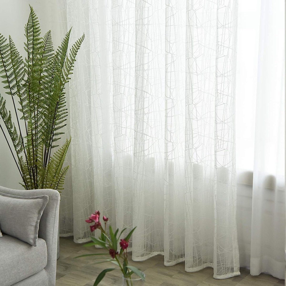 Gordijnen, geborduurd/kant/Voile/gordijn/tule/gordijnen/voor/villa/woonkamer, haken top-wit. 500x270cm (197x106inch) 1st