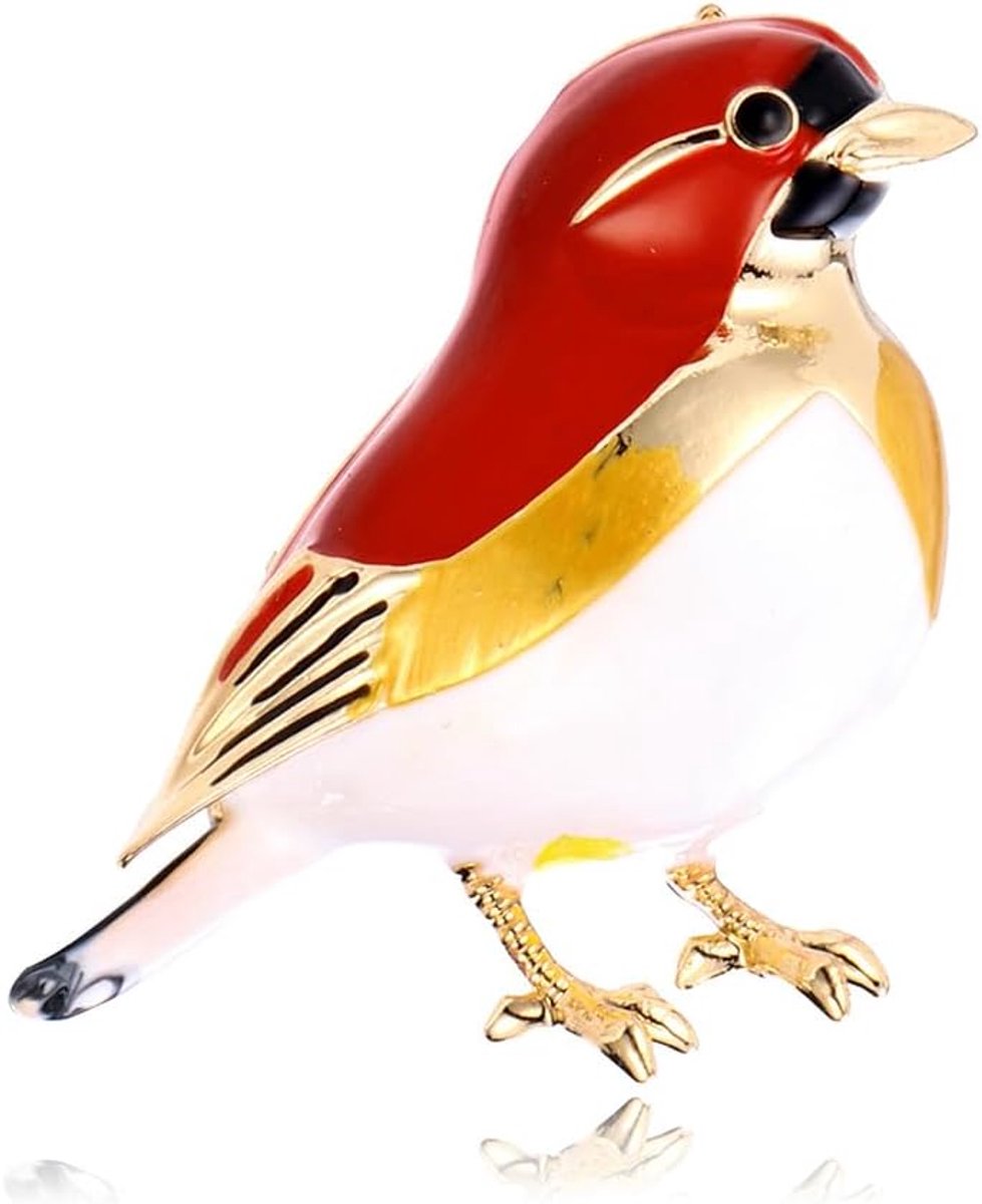 Emaille Rode Vogel Broche Schattige Zinklegering Dieren Speld voor Vrouwen Sjaals Kleding Jassen Hangertjes