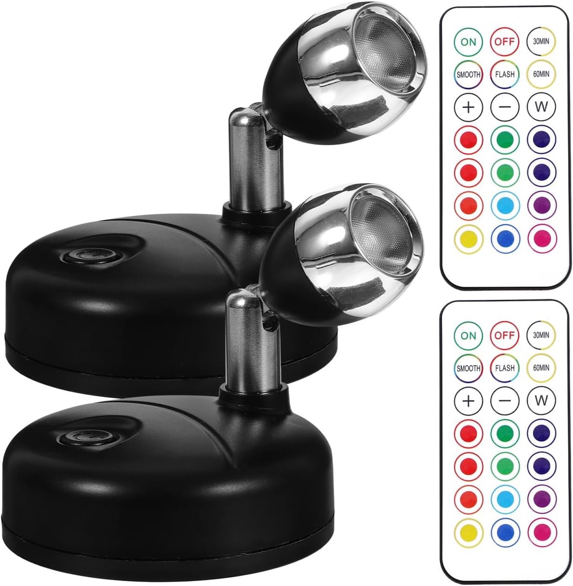 2 stuks binnenspots met batterij led-spots voor kast op batterijen sfeerlicht afstandsbediening timerfunctie kleurmodi precieze positionering kleine kunstlamp voor dek