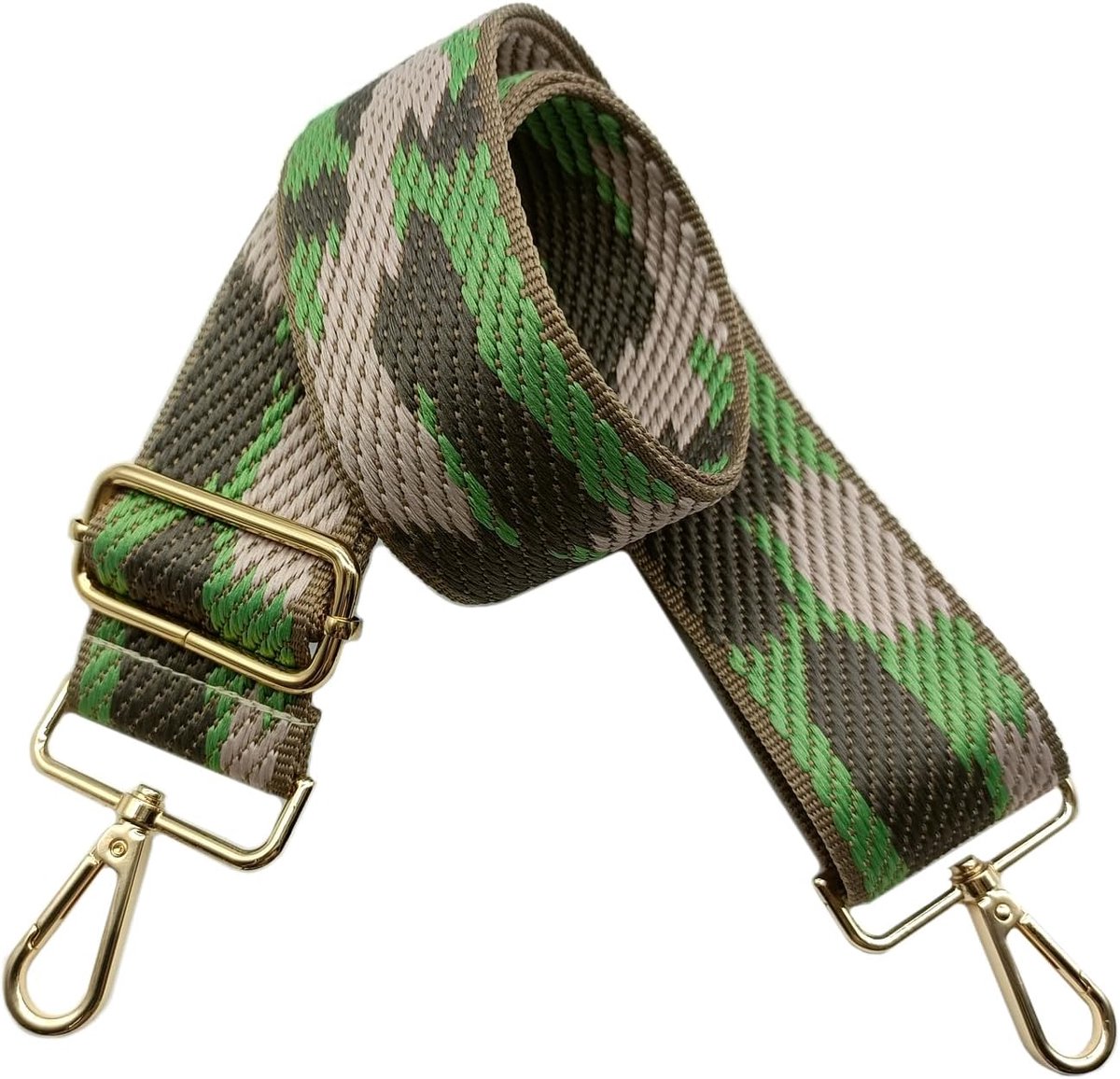 5 cm, breed, verstelbaar, schouderriem voor tas, riem, handtas, verwisselbaar, schouderriem met goudkleurige gesp, voor dames, doe-het-zelf, schouderriem, accessoires (donkerkakigroen),