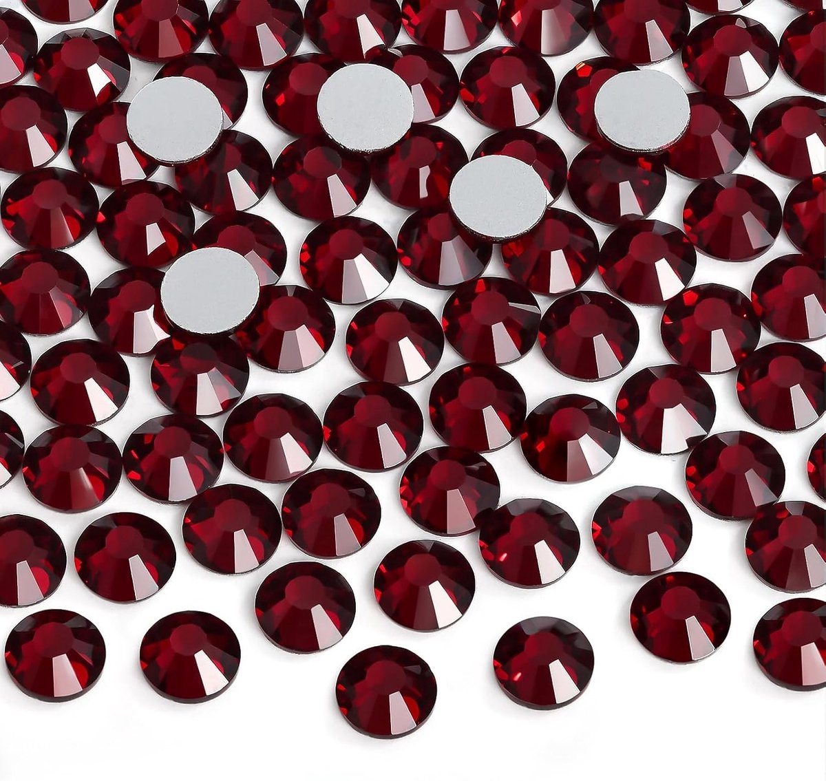 Steentjes platte achterkant strass niet-hotfix glazen edelstenen voor nail art, kleding, telefoonhoesjes, schoenen en doe-het-zelf ambachten 3,2 mm, SS12/1440 stuks, Dark Siam