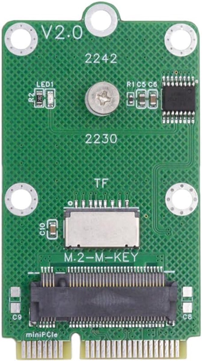 Mini PCI-E Riser Card Slot naar TF-kaart USB2.0 & M.2 NGFF NVME Key-M SSD-adapter,compatibel met NAS-moederborden voor industriële besturing