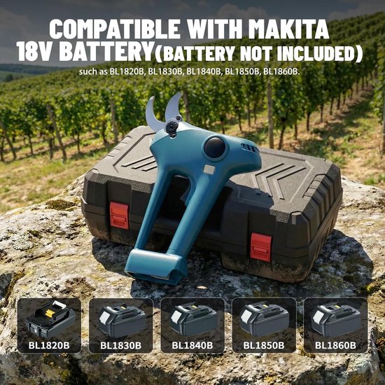 Accu-takkenschaar voor Makita-18V-accu, elektrische snoeischaar met 30 mm SK5 verchroomd high-carbonstaal lemmet en lcd-display (batterij is niet inbegrepen) — afbeelding 2