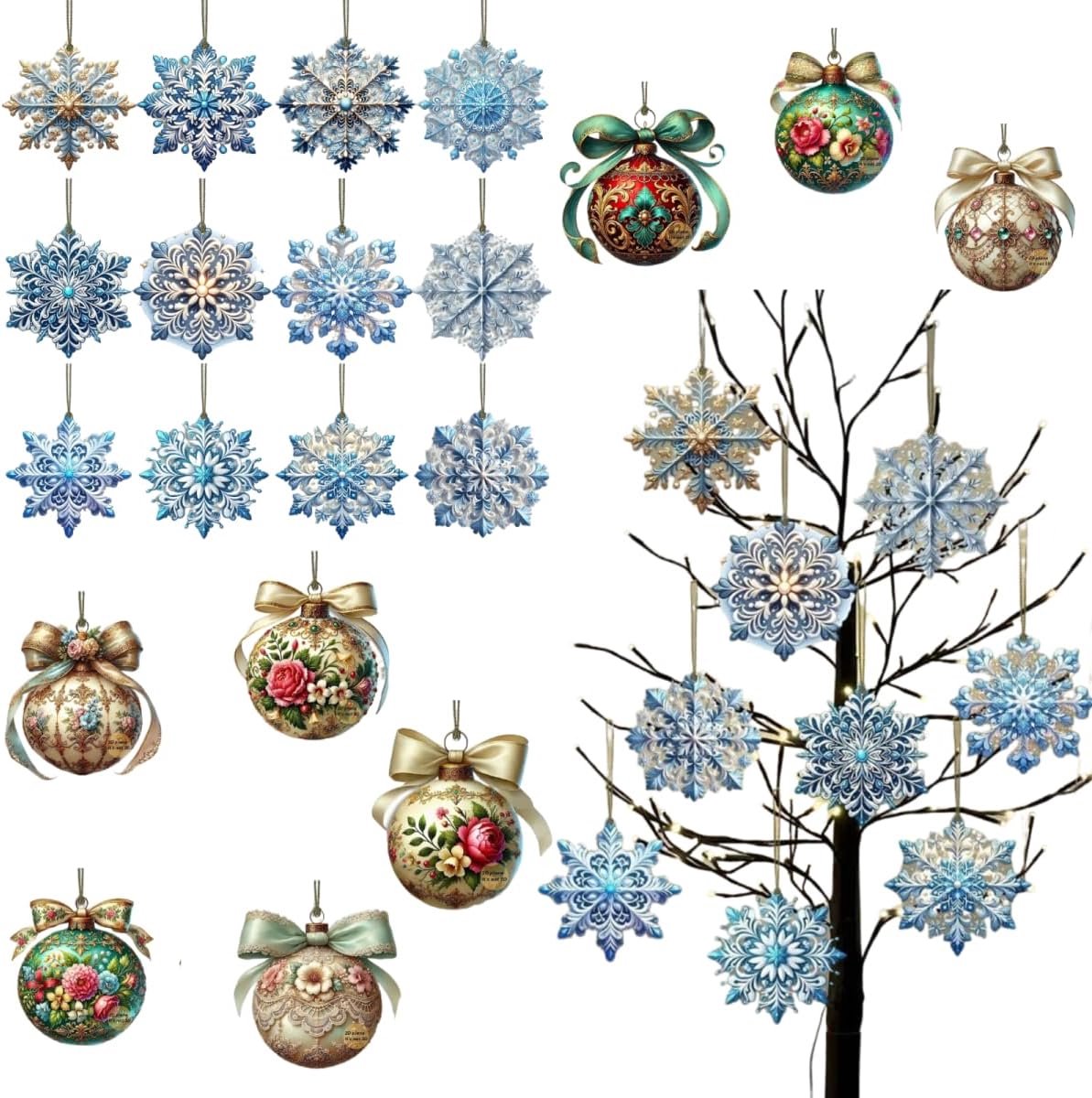 Ornamenten-Halloween Hanging-Decoratie - Kerststal Houten Hangers met Hangende Snaren, Vakantieballen Thuis Feestelijke Feestartikelen Ambachten Decor voor Kerstboom (24 Stijlen