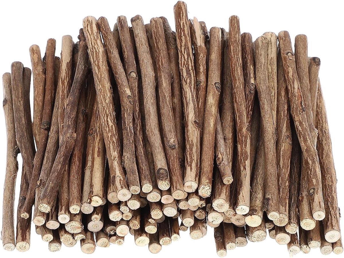 Houten blok sticks voor doe-het-zelf handwerk 10 cm 0,3-0,5 cm diameter (houtkleur)