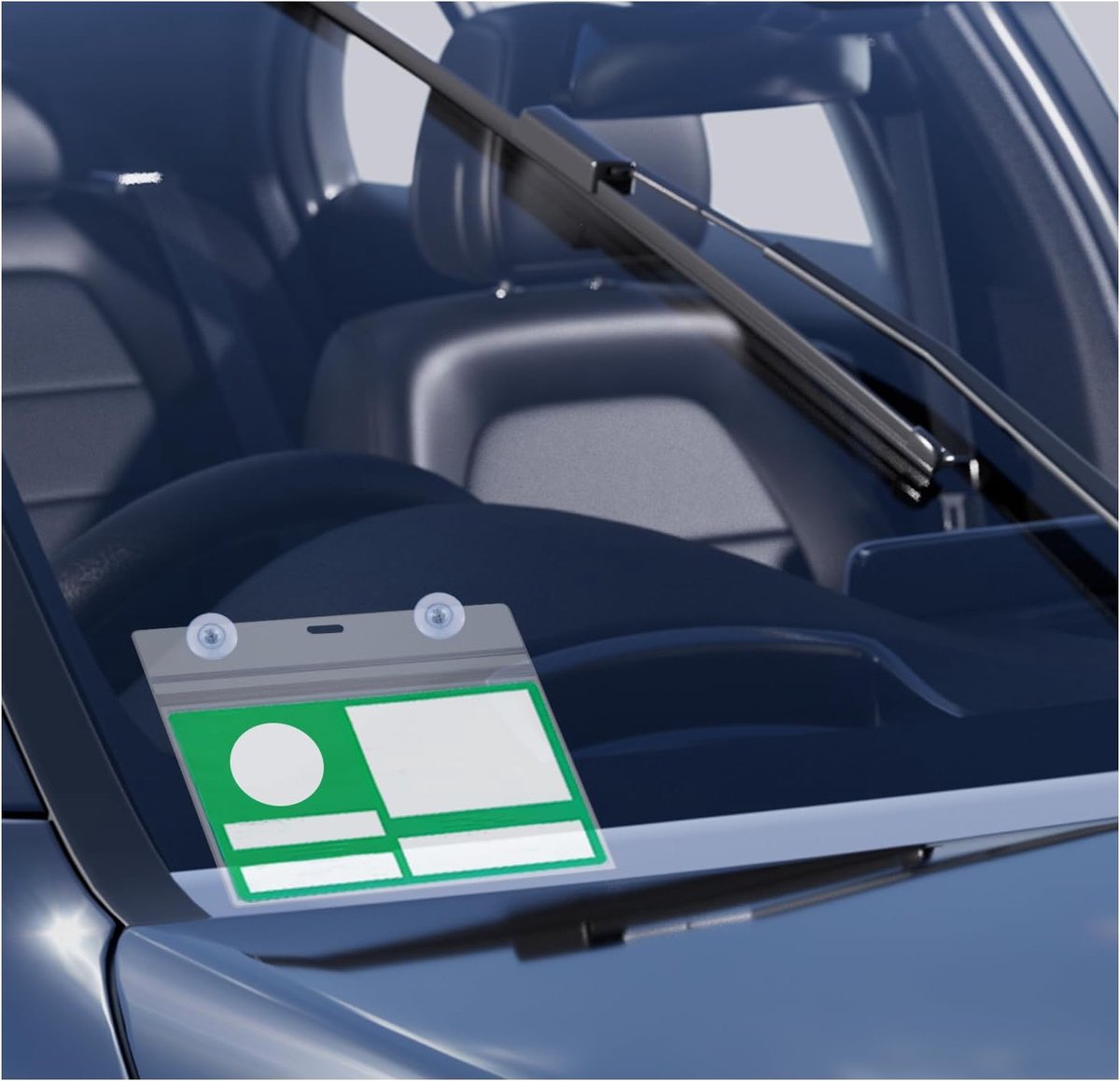 10,5 x 15 cm auto parkeerkaarthouder voor de voorruit met zuignap voor tickets, identiteitskaarten, parkeerkaarten, tickets