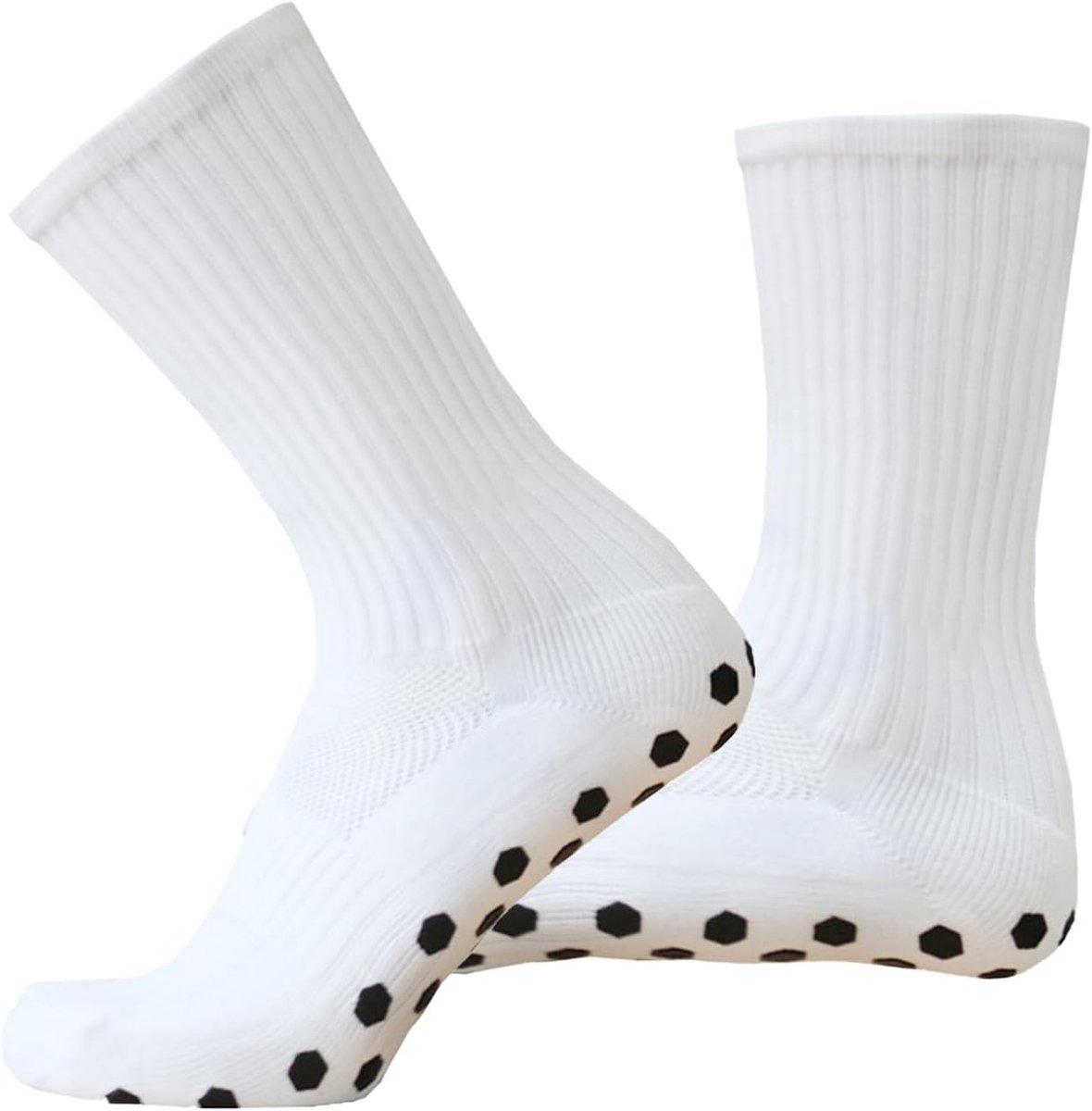 Sokken, 3 paar, verdikking, grip, voetbal, zwart, wit, compressiestretch, antislip, sportsokken, ademend, zweetbestendig, outdoorsport, loopsokken voor voetbal, basketbal, hardlopen, wit, 38-45