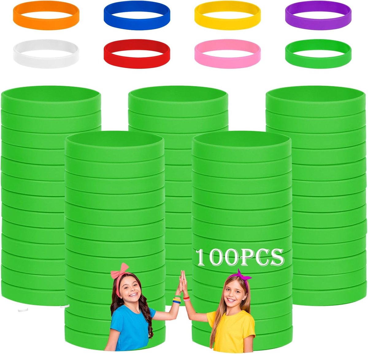 armbanden, 100 stuks, siliconen armbanden, siliconen polsband, lege rubberen armbanden voor school, leraren, team, party, mannen en vrouwen, 7''-180cm-für 8~12 Jahre