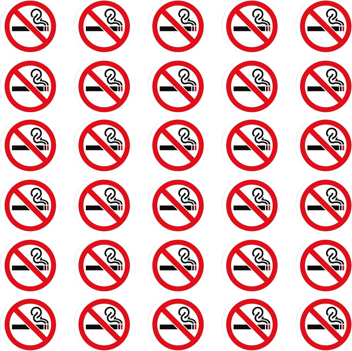 Verboten stickers, 30 stuks rookverbod bord, Ø 7,62 cm, stickers voor niet-roken met uv-bescherming, waarschuwingsbord voor binnen en buiten, rookverbod bord