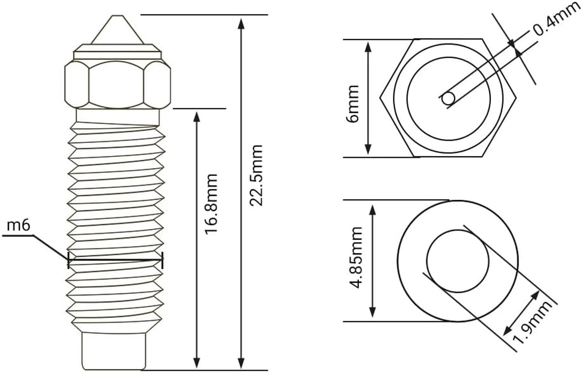 Size Nozzles voor ELEGOO Neptune 4 Plus/4Max 3D Printer, Messing Hotend Nozzles 0.2/0.4/0.6/0.8/1.0mm, M6 Draad Hoge Temperatuur Gerichte Slijtvaste Nozzle Reinigingsset (0.2mm)