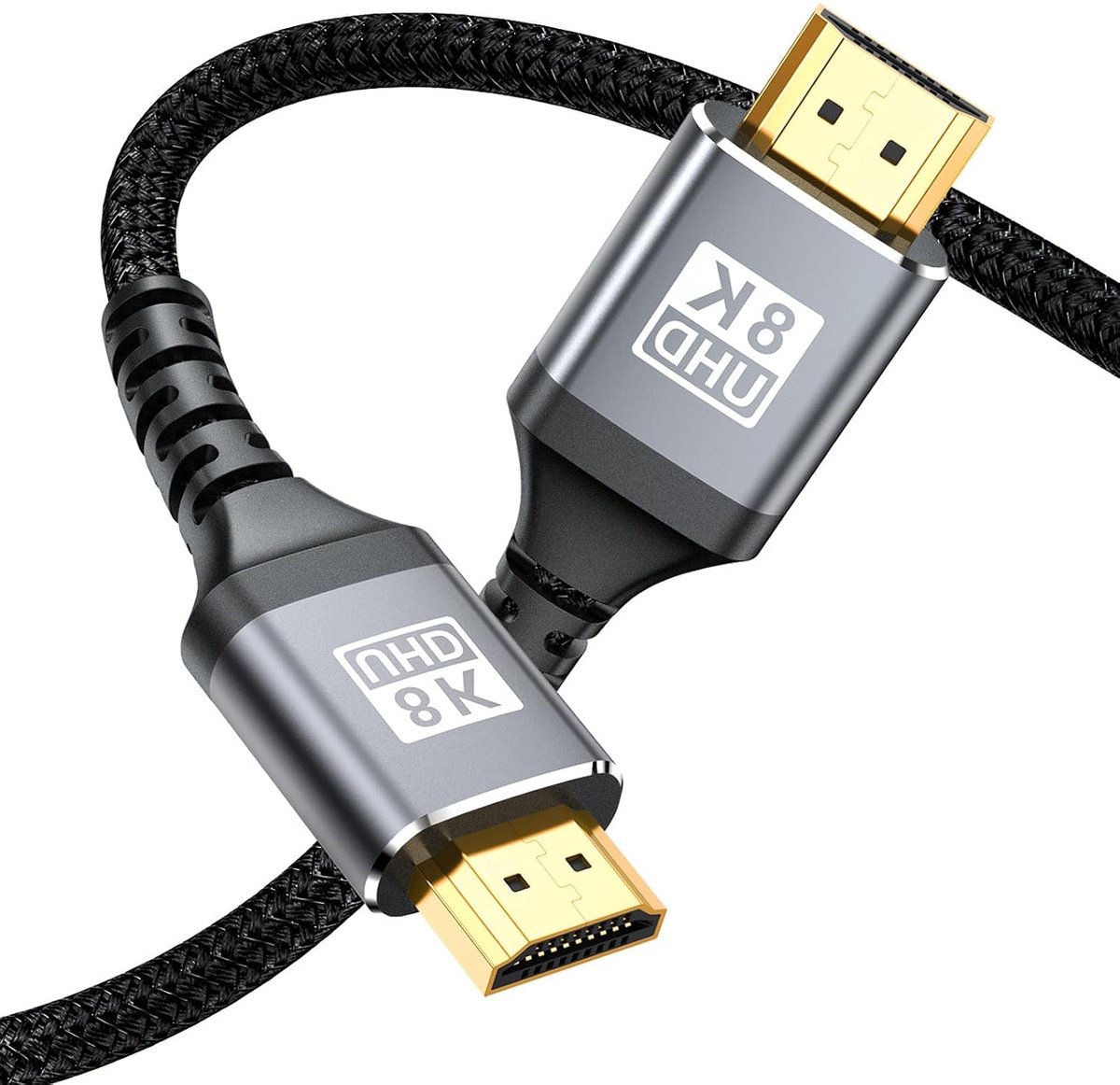 HDMI 2.1 Ultra High Speed 8K 60Hz 4K 120Hz 144Hz 48Gbps compatibel Dolby Atmos eARC HDCP 2.3 HDR10+, gevlochten HDMI-kabel voor PS5 Xbox Samsung LG Sony Apple Box PC soundbar, 2 meter
