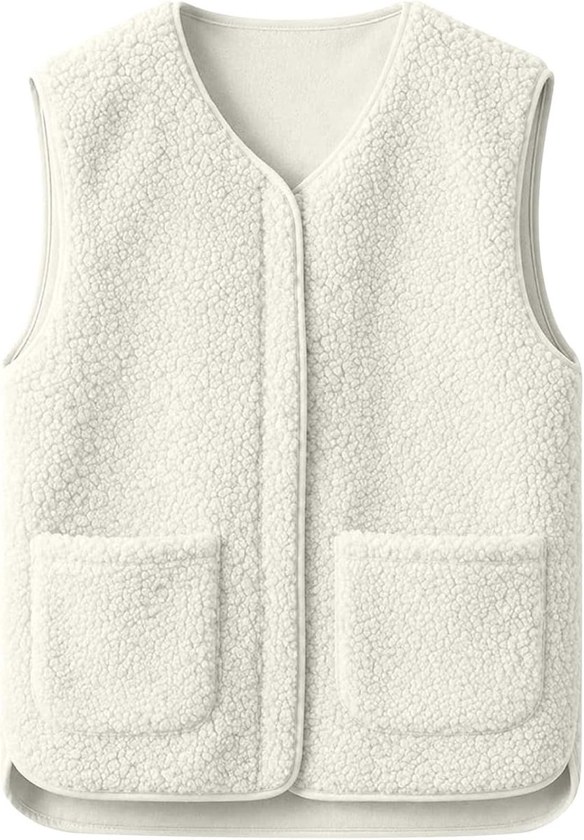 Teddy vest voor dames, teddyfleece, mouwloos fleecevest met zakken, ritssluitingen, pluche vest, mantel, wintervest, teddyvesten, wollig fleece vest, winter, herfst
