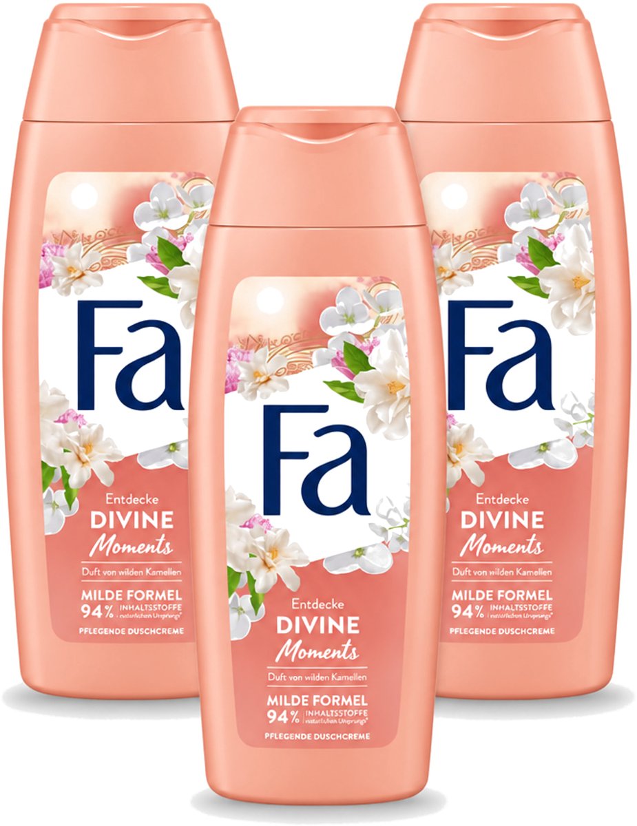 3 x Fa - Douchecrème - Divine Moments - Verzorgen & Voeden - Verfrissend - 250 ml - Voordeelverpakking - 3 stuks