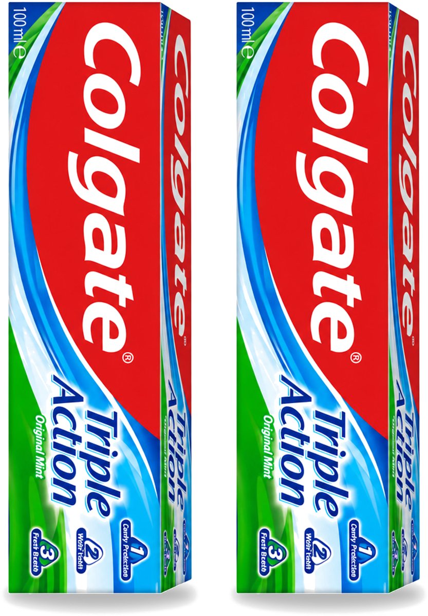 2 x Colgate - Triple Action - Original Mint - Tandpasta - 100ml - Voordeelverpakking - 2 stuks