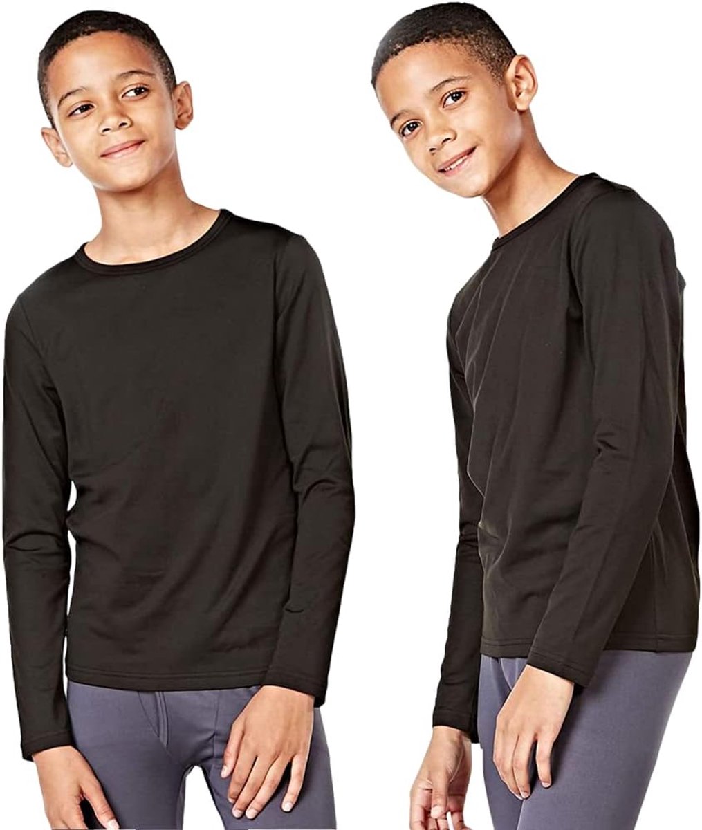 orbiz 2X Unisex Kinderen Kinderen Thermisch Zwart Ondergoed Lange Mouw Shirt Top Warm Vest