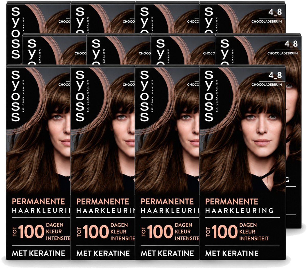12 x SYOSS Permanent Coloration 4-8 - Haarverf - Chocolade Bruin - Voordeelverpakking - 12 stuks