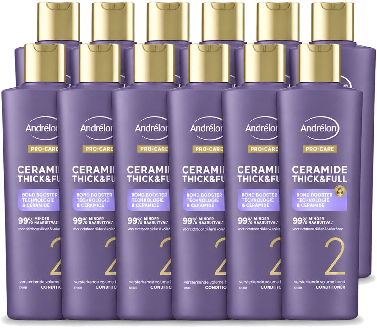 12 x Andrélon – Conditioner – Pro Care Ceramide Thick & Full – 250 ml - Voordeelverpakking - 12 stuks