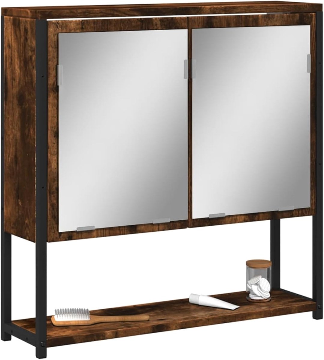 Badkamer 60 cm breed Houten materiaal Gerookte eiken look 60x16x60 cm ruimtebesparende wandmontage
