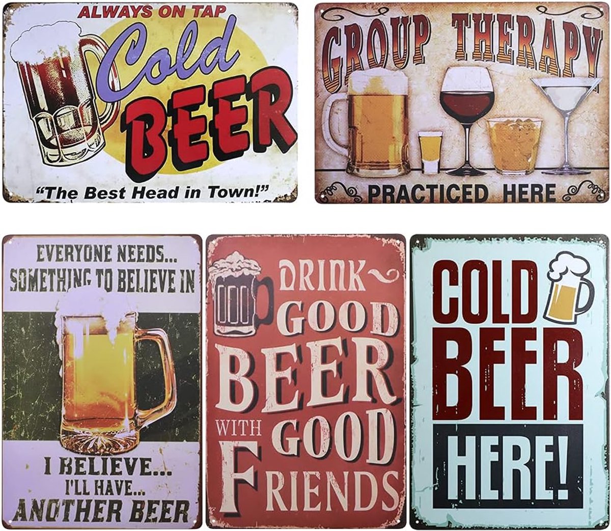 5 stuks metalen tin teken vintage borden retro huis wanddecoratie plaat poster keuken eetkamer, 20 x 30 cm