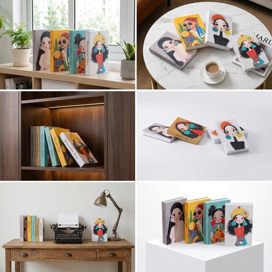 4 stuks/6 stuks decoratieve boeken voor thuisdecoratie, modieuze nepboekenset, decoratieve kunstboeken, geen pagina's, kunstkantoor, decoratieboek, eenvoudig esthetisch, gestapeld modern boek voor — afbeelding 2