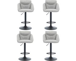 Chairus 4 stuks moderne barstoelen, verstelbare barkruk, grijs