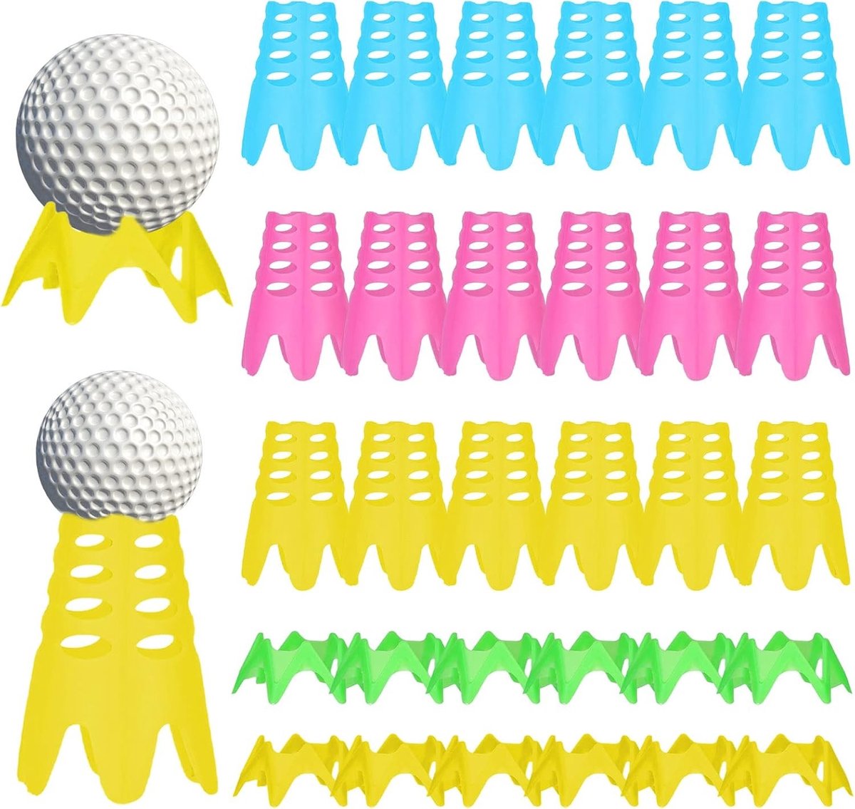 30 Stuks Golf Tees voor Simulator, Herbruikbare Plastic Tees in Korte en Lange Maten, Kleurrijke Winter Tees voor Training in Tuin en Binnen- en Buitengebruik