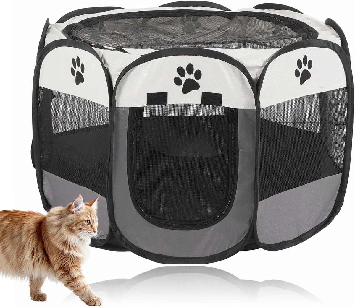 Dierenren voor puppy's, buitenren voor katten, konijnen, honden en kleine dieren binnen en buiten (grijs)