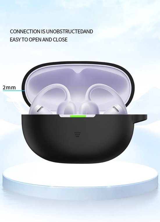 Compatibel met SHOKZ OpenDots Air, schokbestendige siliconen beschermhoes [zichtbare led voorkant] compatibel met SHOKZ OpenDots Air, donkerblauw — afbeelding 4