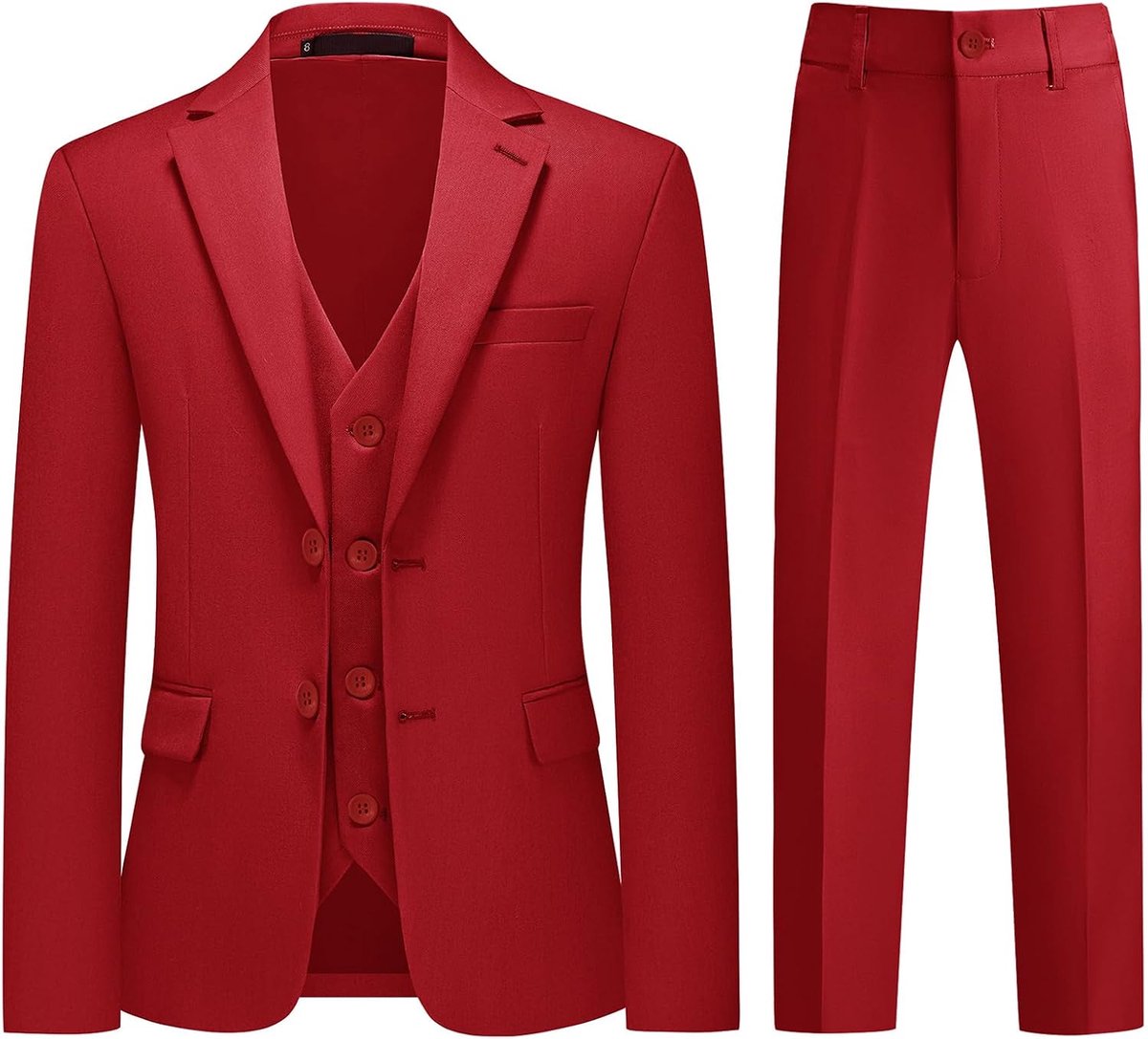 3-delig slimfit pak voor jongens, formele kinderoutfit met colbert, vest en broek, kleding voor bruiloft, vormsel, doop en speciale gelegenheden